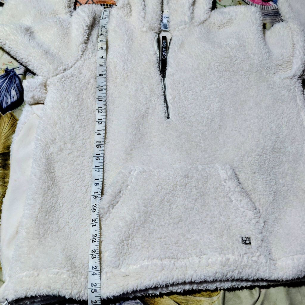 Women's Calvin Klein White Sherpa Hoodie M - Picture 8 of 8